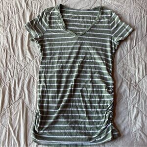 Motherhood Maternity Olive Striped V-Neck‎ Tee